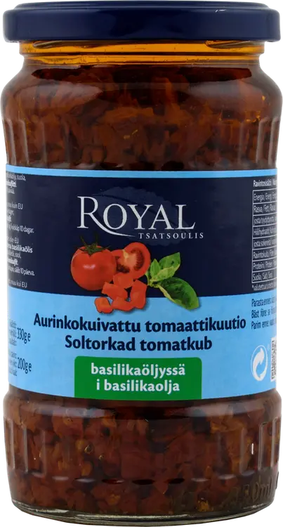 Royal 330/200g aurinkokuivattu tomaattikuutio basilikaöljyssä