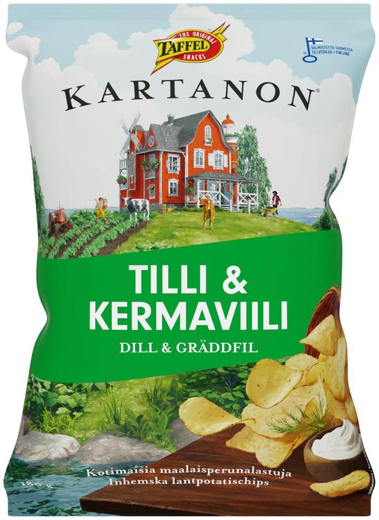 Taffel Kartanon tilli & kermaviili maustettu sipsi 180g