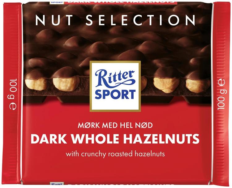 Ritter Sport tume šokolaad tervete metspähklitega 100g