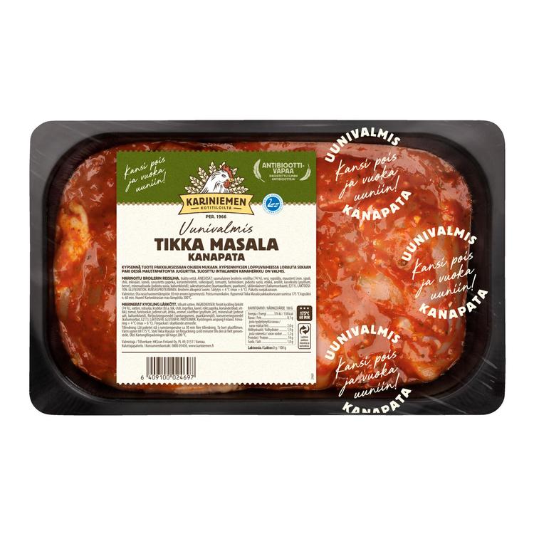 Kariniemen Kananpojan kanapata Tikka Masala 700 g