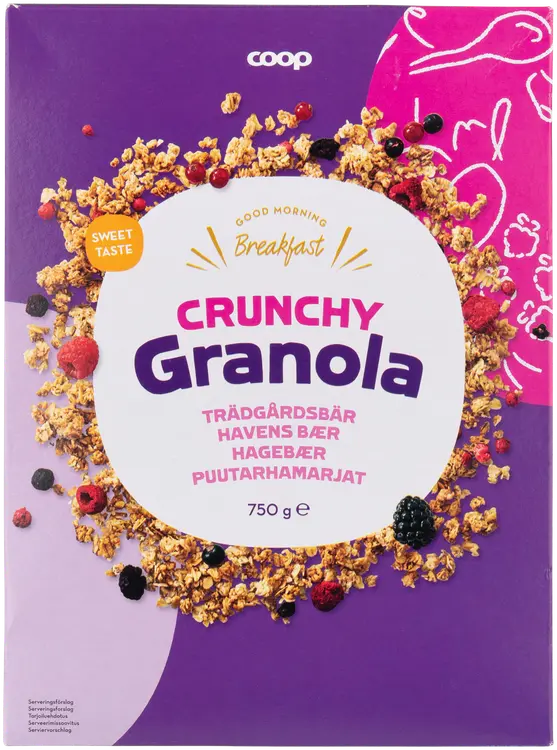 Coop crunchy granola puutarhamarjat 750 g