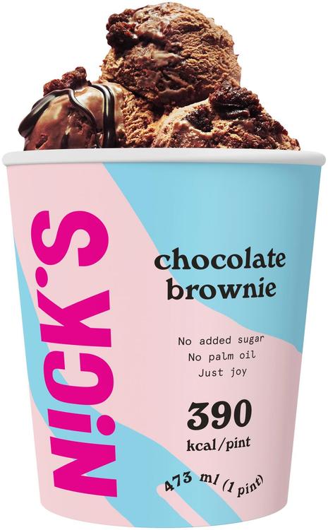 Nick's Chocolate brownie Suklaajäätelöä, brownietaikinaa ja suklaakastiketta 473ml