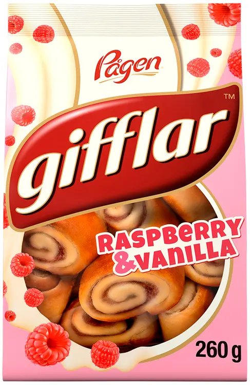 Pågen Gifflar Raspberry & Vanilla pienet vehnäpullat vadelma-vaniljatäytteellä 260g