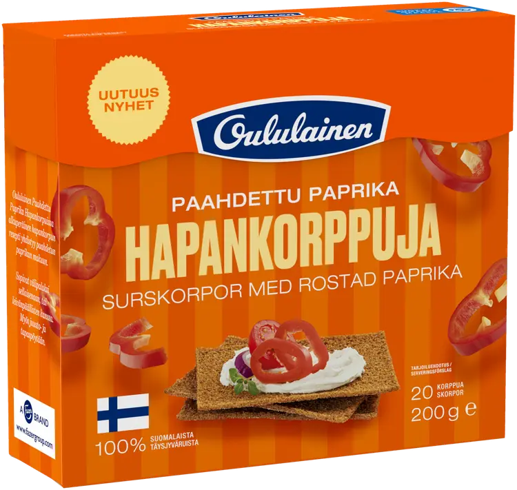 Oululainen Paahdettu paprika Hapankorppu 200 g