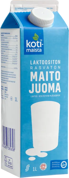 Kotimaista laktoositon 1 L rasvaton maitojuoma