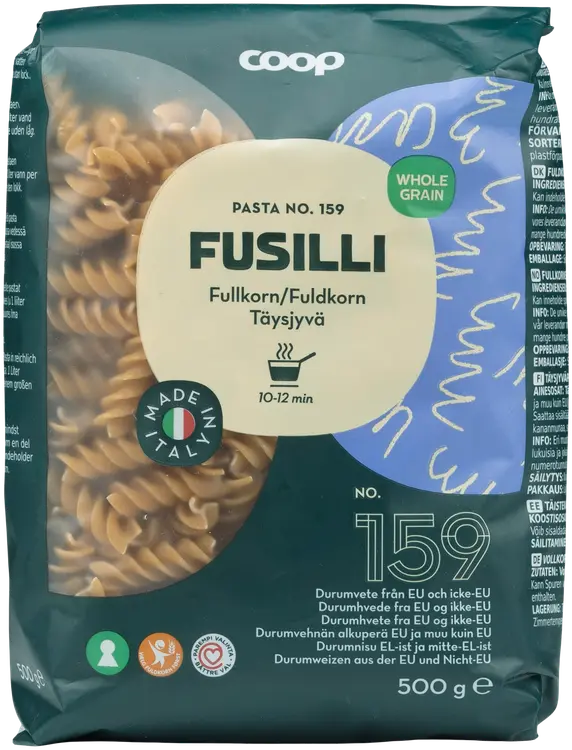 Coop Fusilli täysjyväpasta 500 g