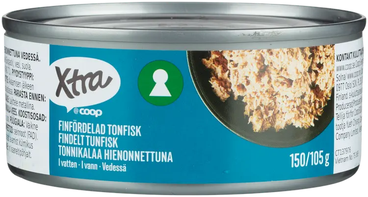 Xtra tonnikalaa hienonnettuna vedessä 150/105g