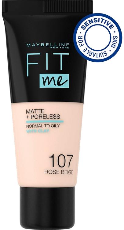 Maybelline New York Fit Me Matte+Poreless 107 Rose Beige -meikkivoide 30ml