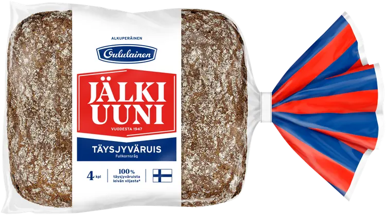 Oululainen Jälkiuuni Täysjyväruis 4kpl 240g, täysjyväruisleipä
