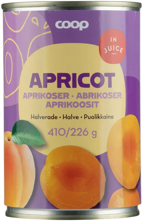 Coop aprikoosinpuolikkaat mehussa 410/226 g