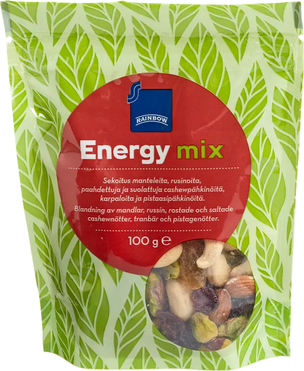 Rainbow 100g Energy Mix kuivattuja hedelmiä ja pähkinöitä