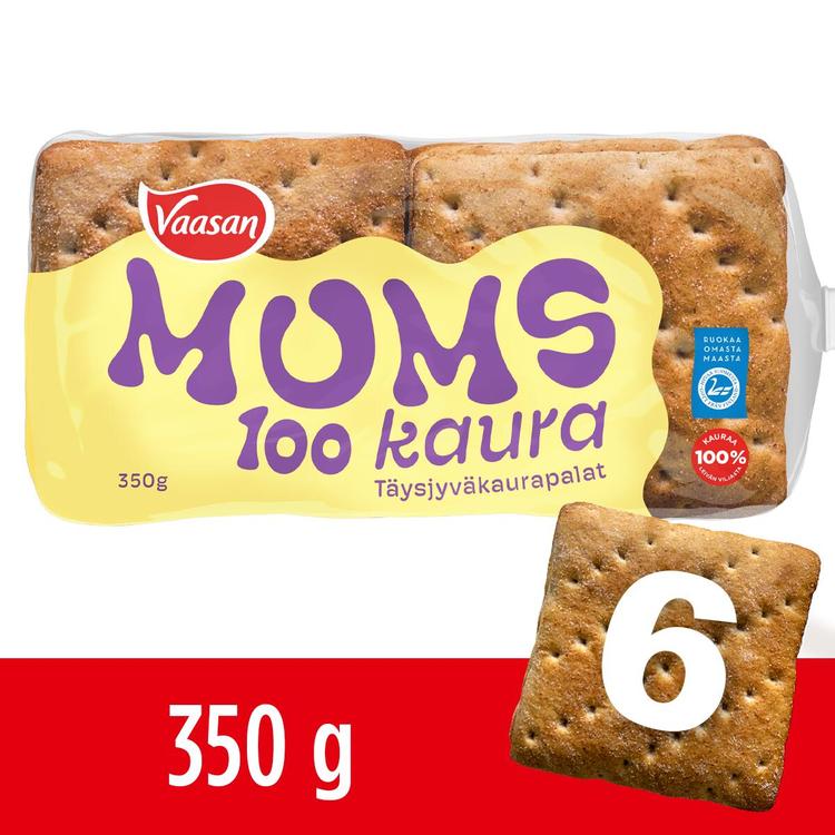 Vaasan Mums 100 Kaura 350g 6 kpl kaurapalaleipä