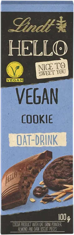 Lindt HELLO Vegan Cookie kaakaotuote, vegaaninen suklaalevy 100g