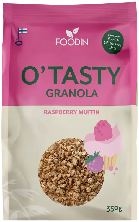 Foodin O`Tasty Vadelma-Kauragranola 350g