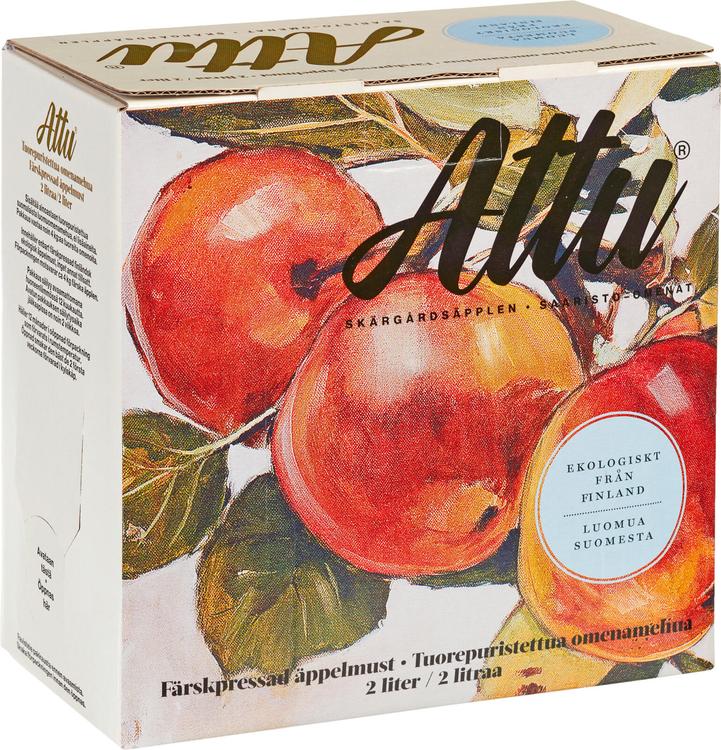 Attu luomu tuorepuristettua omenamehua