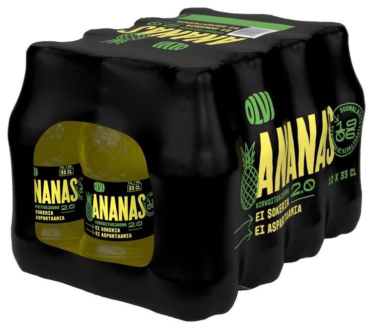 12xOLVI Ananas 2.0 Sokeriton virvoitusjuoma 0,33 kmp