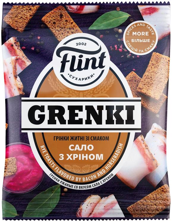 FLINT GRENKI Peekoni- ja mädarõikamaitselised leivakesed 80 g