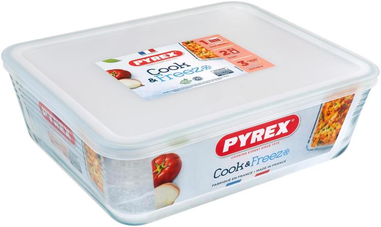 Pyrex Cook & Freeze kannellinen lasivuoka 27x22cm