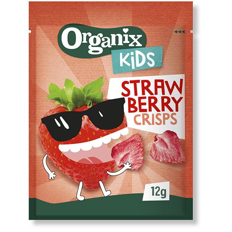 Organix Kids Strawberry crisps pakastekuivatut luomu mansikkapalat 12g