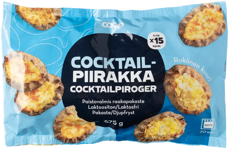 Coop cocktailpiirakka n. 15 kpl 675 g raakapakaste