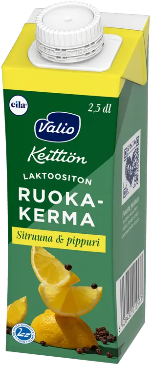 Valio Keittiön ruokakerma 2,5 dl sitruuna ja pippuri UHT laktoositon