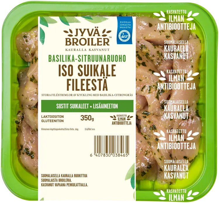 Jyväbroiler Iso Suikale Broilerin Fileestä Basilika-Sitruunaruoho 350g