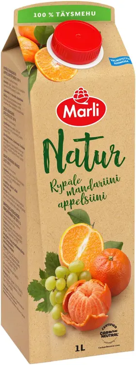 Marli Natur Rypäle-appelsiini-mandariinitäysmehu 100% 1 L