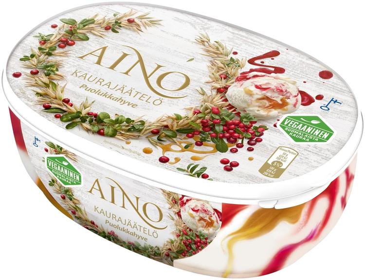 Aino vegaaninen kaurajäätelö Puolukkahyve 508g/850m
