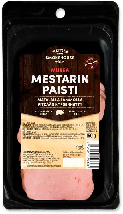 Mattila Bros. Mestarin paisti 150g. Sinappinen possun sisäpaisti, leikkelesiivut