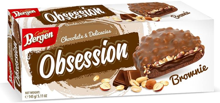 Bergen Obsession suklaakuorrutettu täytekeksi Brownie 145 g
