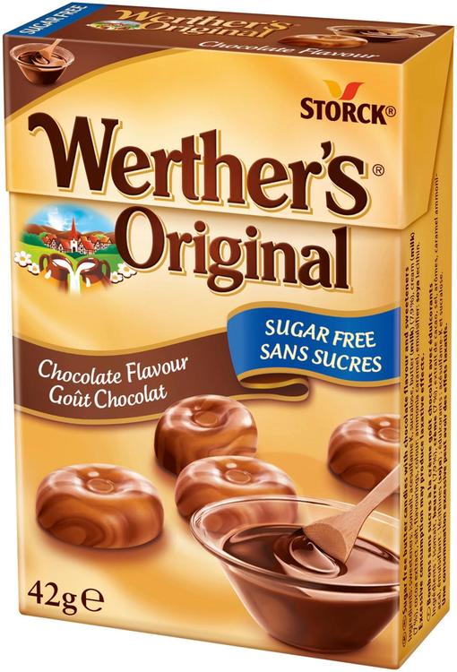 WERTHER´S ORIGINAL šokolaadimaitseline suhkruvabad koorekompvekid magusainetega 42g