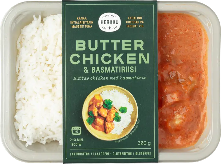 Herkku Butter chicken ja basmatiriisi