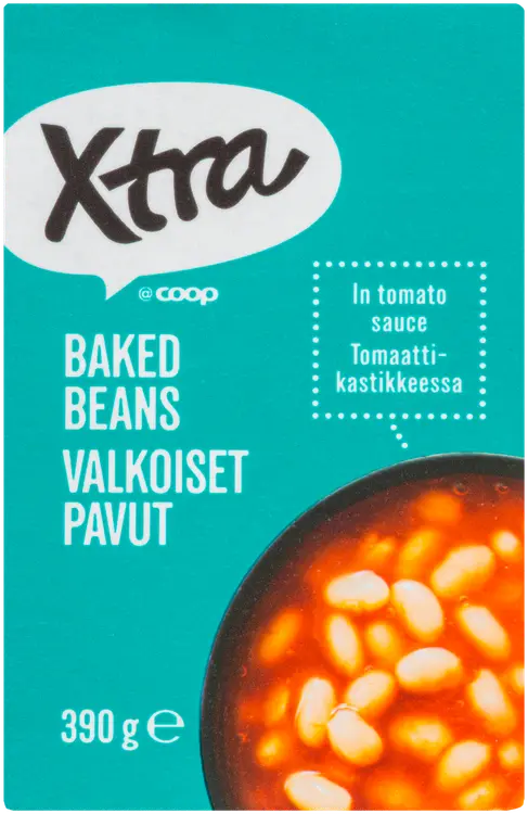 Xtra Valkoiset pavut tomaattikastikkeessa 390 g