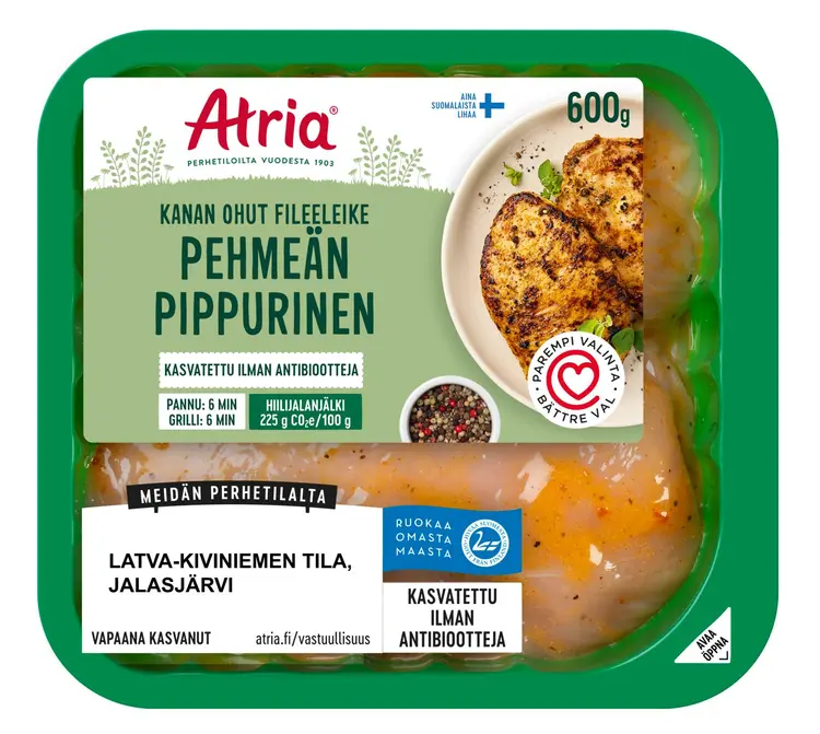 Atria Kanan Ohut Fileeleike Pehmeän Pippurinen 600g