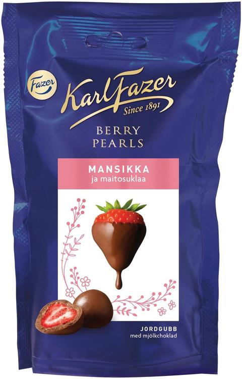 Karl Fazer Berry Pearls maitosuklaalla kuorrutettuja mansikoita 90g