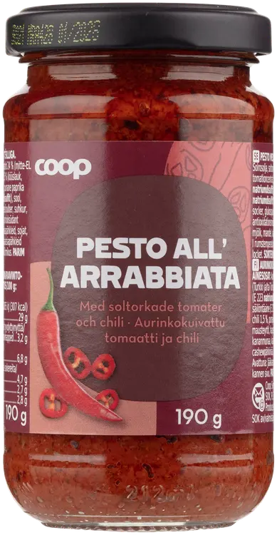 Coop Pesto All' Arrabbiata aurinkokuivattu tomaatti ja chili 190 g