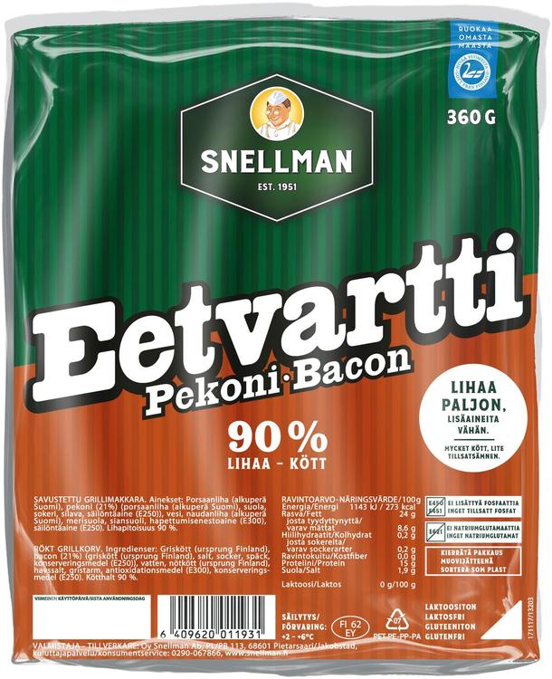 Snellman Pekoni Eetvartti grillimakkara 360g