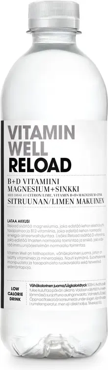 Vitamin Well Reload, sitruunan ja limen makuinen vitaminoitu hiilihapoton juoma 500ml