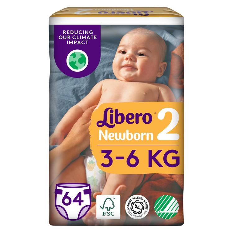 LIBERO Newborn teippivaippa , koko 2, 64kpl, 3-6kg