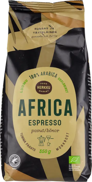 Herkku Luomu Africa Espresso pavut 350 g tumma paahto