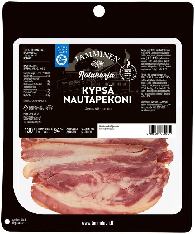 Tamminen Rotukarja kypsä nautapekoni 130g