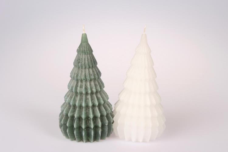 Faceted christmas tree candle 8 x 15 cms