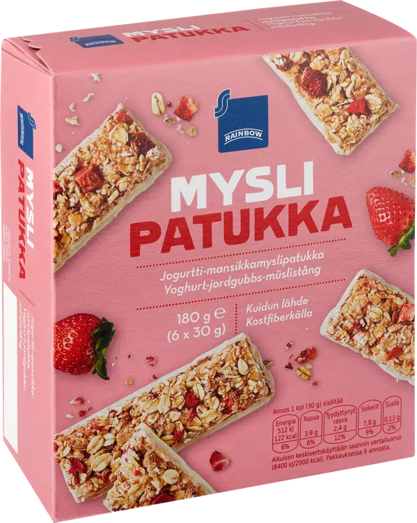 Rainbow jogurtti-mansikkamyslipatukka 180 g