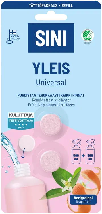 SINI Yleispuhdistusaine täyttöpakkaus – 2 tablettia