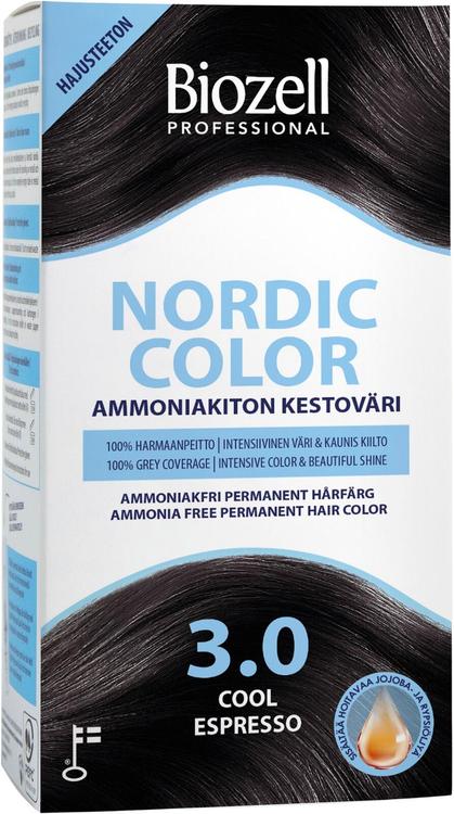 Biozell Professional Nordic Color ammoniakiton kestoväri Cool Espresso 3.0 2x60ml