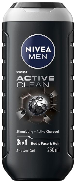 NIVEA MEN 250ml Active Clean Shower Gel -suihkugeeli