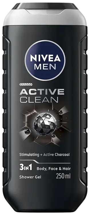 NIVEA MEN 250ml Active Clean Shower Gel -suihkugeeli
