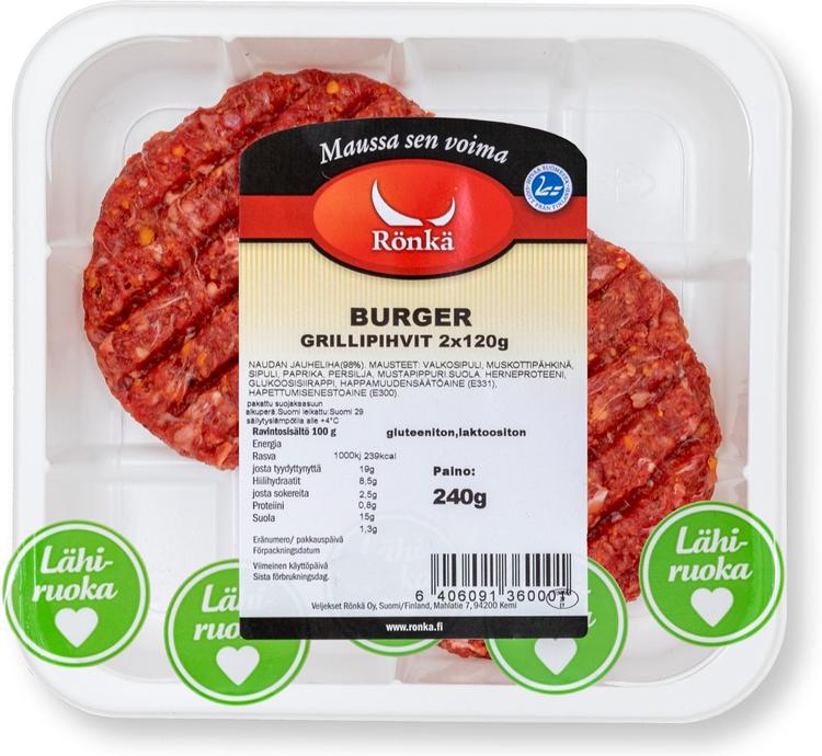 Rönkä Burger grillipihvit 240g (2x120g)