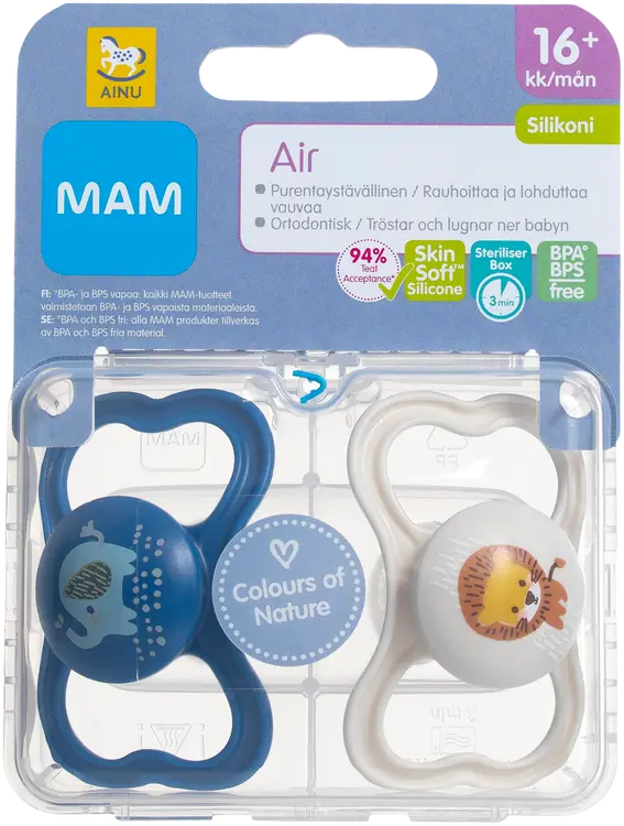 Ainu MAM Air 16+kk silikonitutti 2kpl