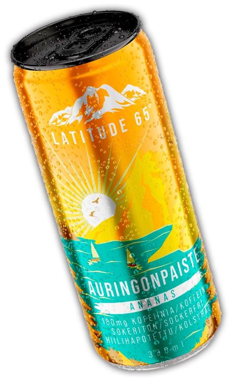 Latitude 65 Auringonpaiste ananaksen makuinen sokeriton energiajuoma 330 ml